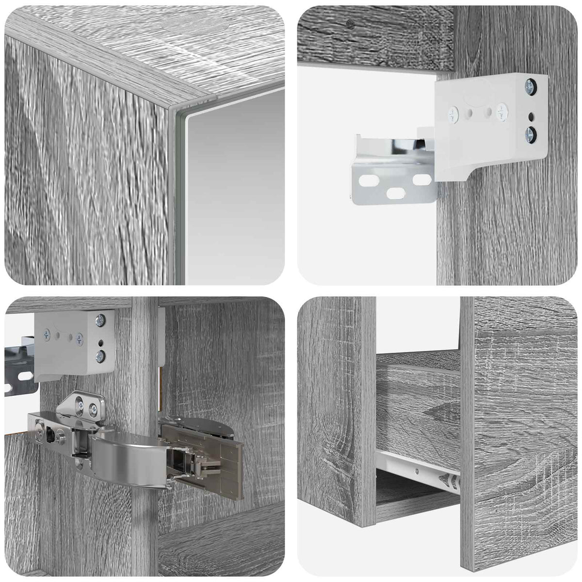 Set di mobili per il bagno 5 pz Sonoma grigio