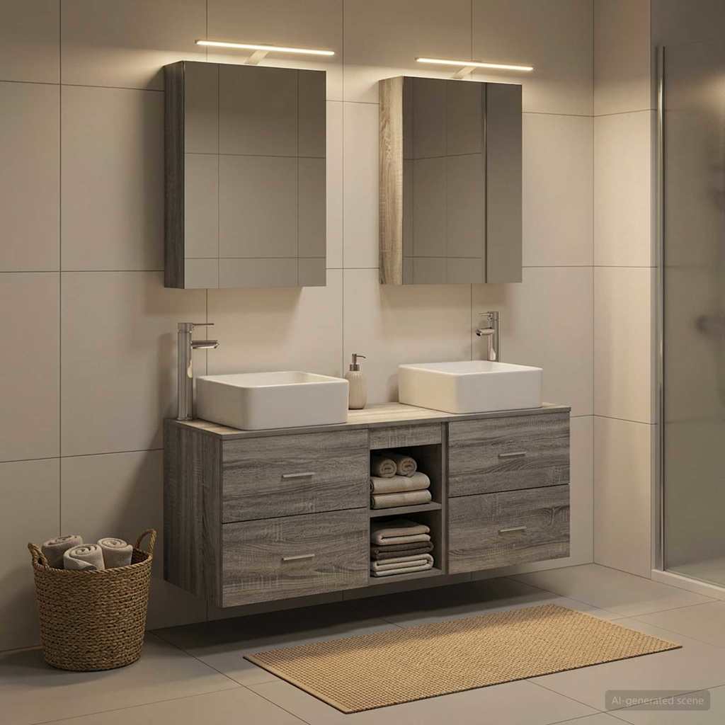 Set di mobili per il bagno 5 pz Sonoma grigio