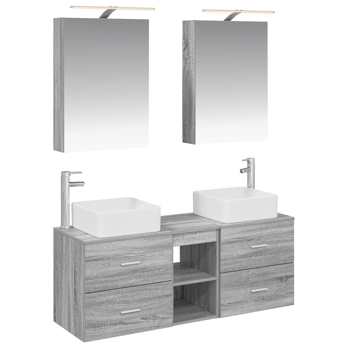 Set di mobili per il bagno 5 pz Sonoma grigio