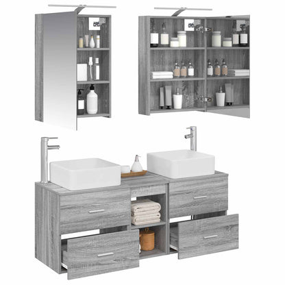 Set di mobili per il bagno 5 pz Sonoma grigio