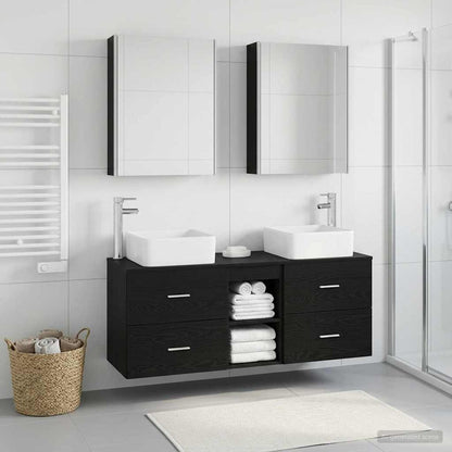 Set di mobili per il bagno 5 pz Rovere Nero | homemem39