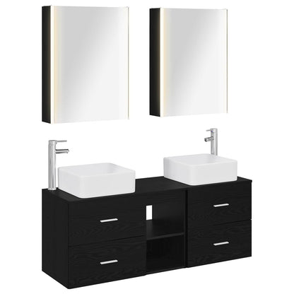 Set di mobili per il bagno 5 pz Rovere Nero | homemem39