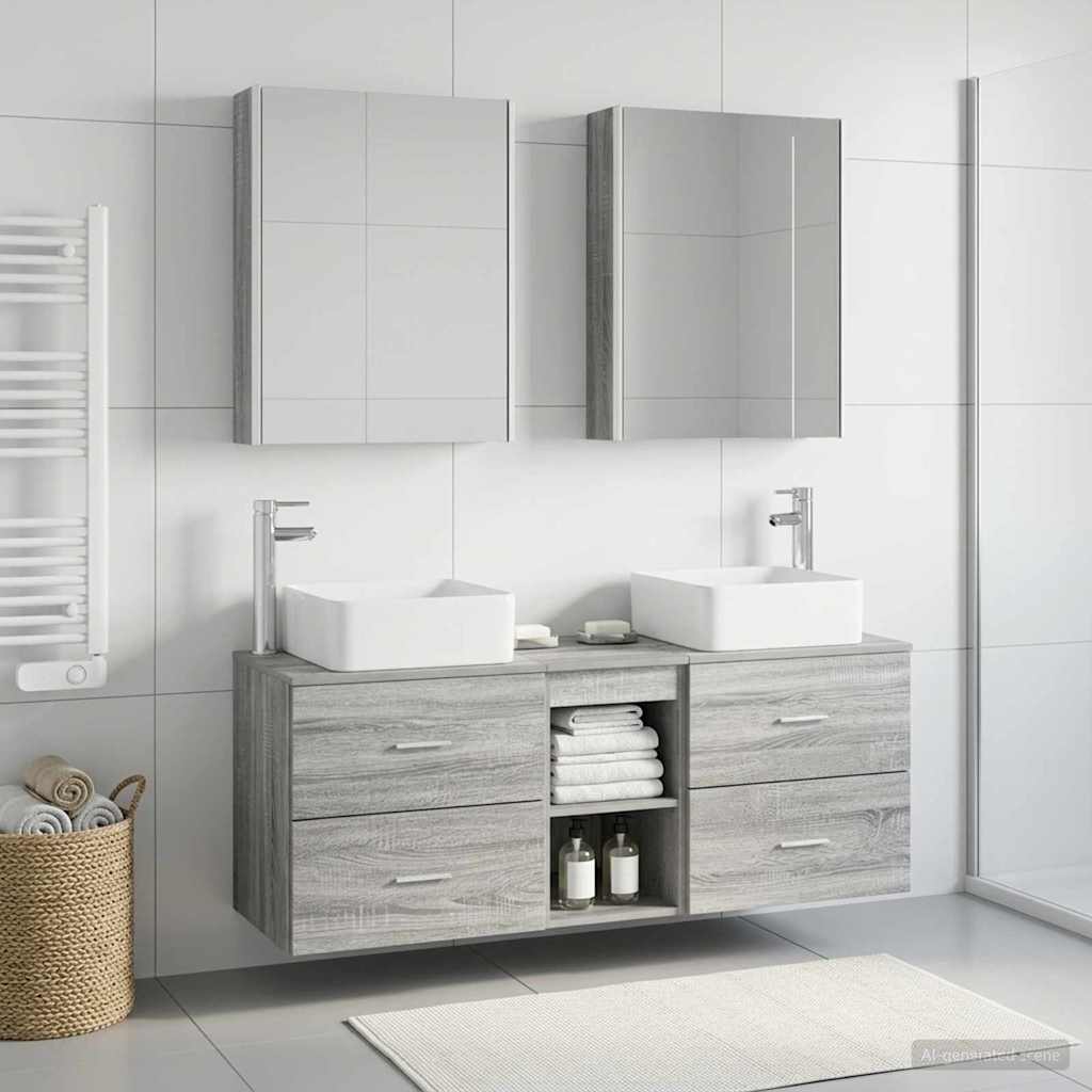 Set di mobili per il bagno 5 pz Sonoma grigio | homemem39
