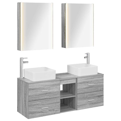 Set di mobili per il bagno 5 pz Sonoma grigio | homemem39