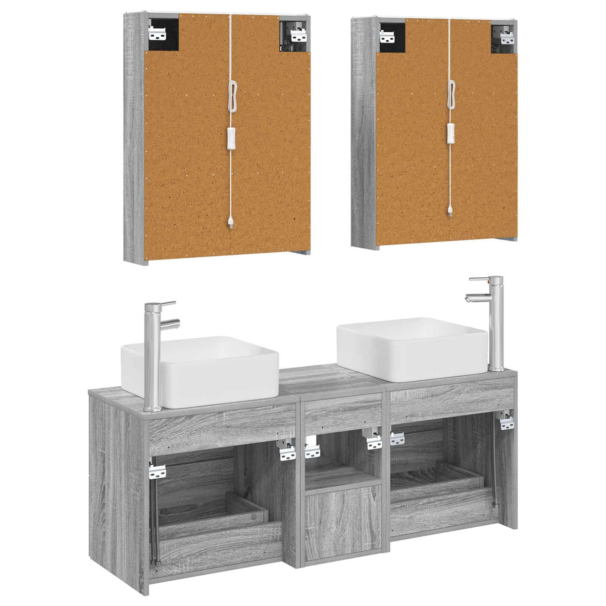 Set di mobili per il bagno 5 pz Sonoma grigio | homemem39