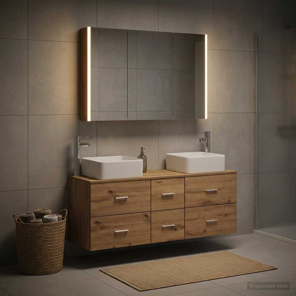Set di mobili per il bagno 4 pz Rovere Artigianale | homemem39