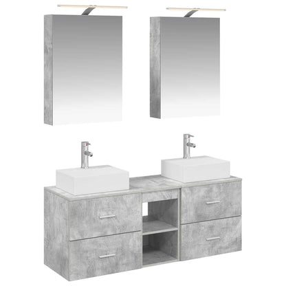 Set di mobili per il bagno 5 pz Grigio Cemento