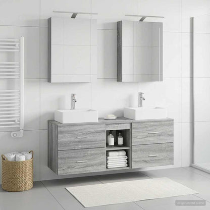Set di mobili per il bagno 5 pz Sonoma grigio | homemem39