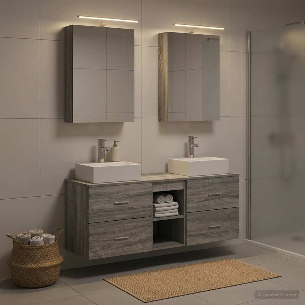 Set di mobili per il bagno 5 pz Sonoma grigio | homemem39
