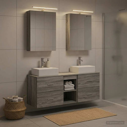 Set di mobili per il bagno 5 pz Sonoma grigio | homemem39