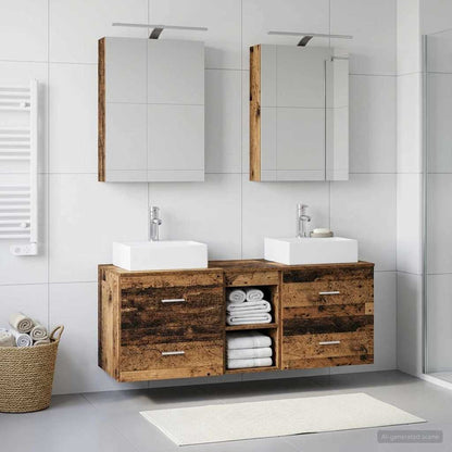 Set di mobili per il bagno 5 pz Legno antico | homemem39