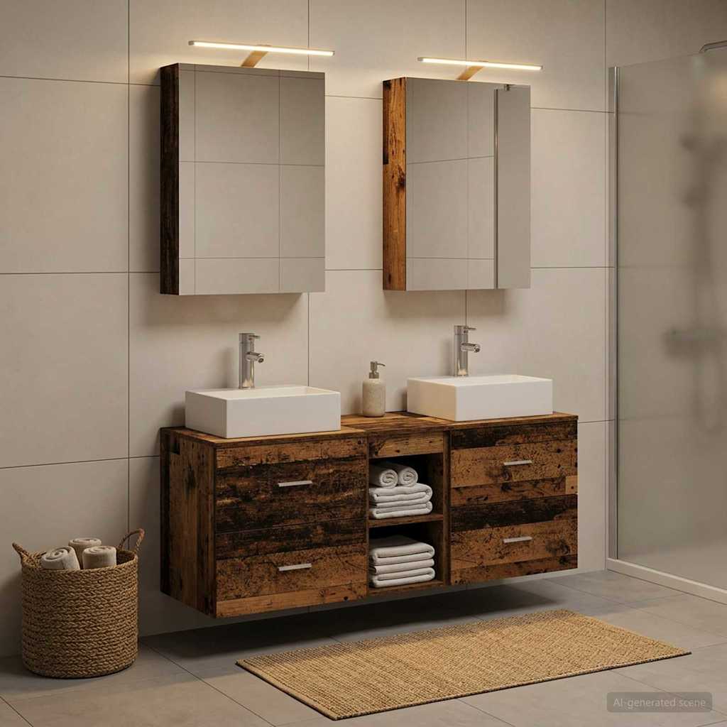 Set di mobili per il bagno 5 pz Legno antico | homemem39
