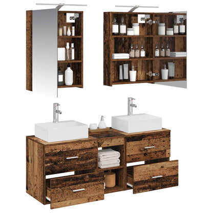 Set di mobili per il bagno 5 pz Legno antico | homemem39