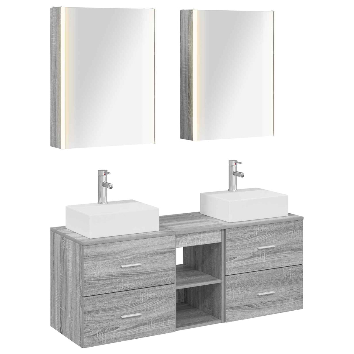 Set di mobili per il bagno 5 pz Sonoma grigio | homemem39