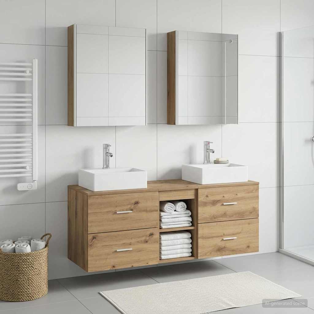 Set di mobili per il bagno 5 pz Rovere Artigianale | homemem39