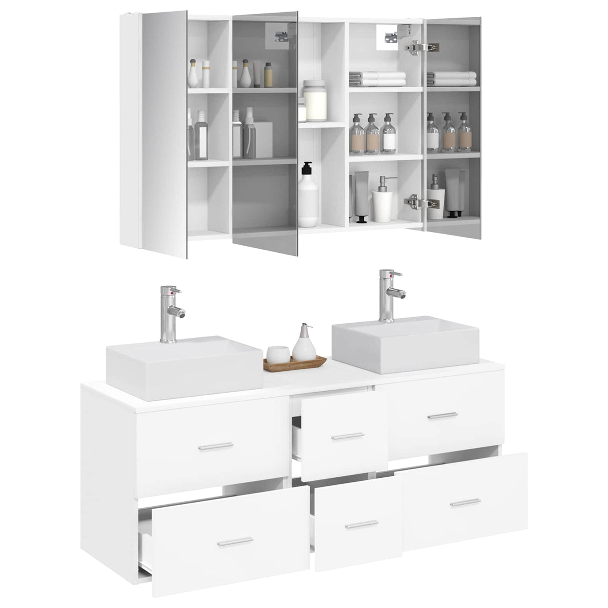Set di mobili per il bagno 4 pz Bianco | homemem39