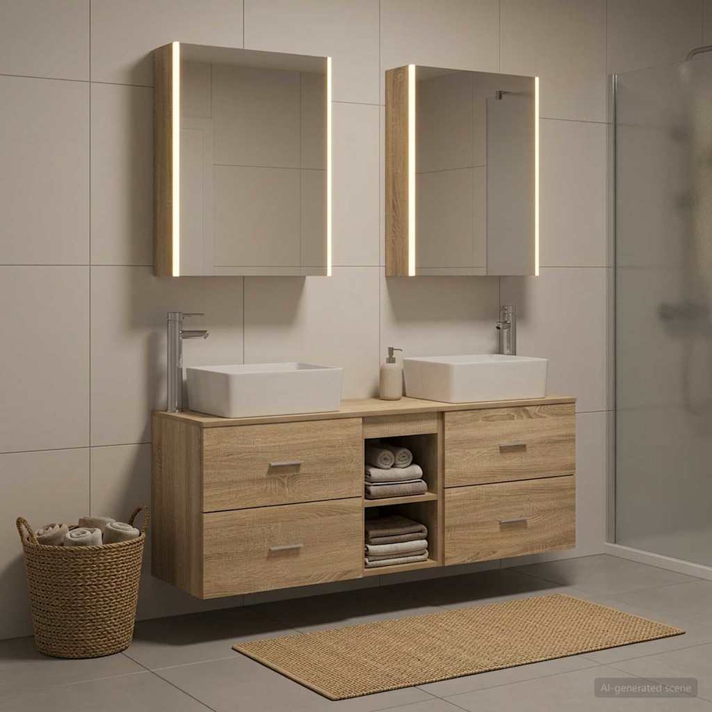 Set di mobili per il bagno 5 pz Rovere Sonoma | homemem39