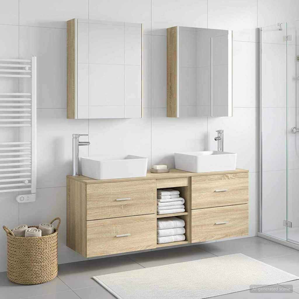 Set di mobili per il bagno 5 pz Rovere Sonoma | homemem39