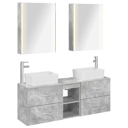 Set di mobili per il bagno 5 pz Grigio Cemento | homemem39