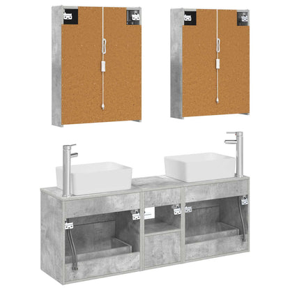 Set di mobili per il bagno 5 pz Grigio Cemento | homemem39