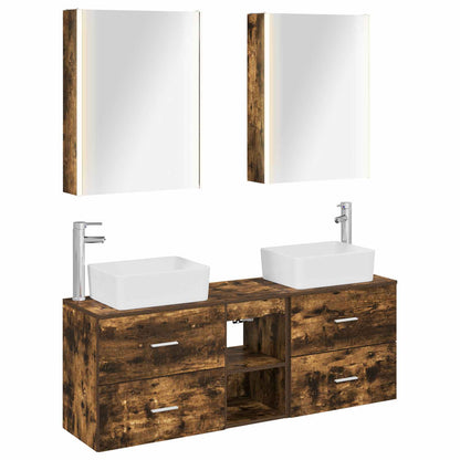 Set di mobili per il bagno 5 pz Rovere Fumo | homemem39