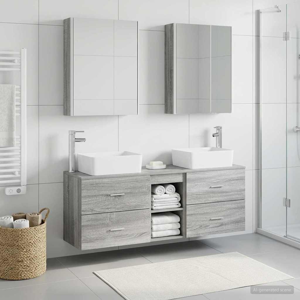 Set di mobili per il bagno 5 pz Sonoma grigio | homemem39