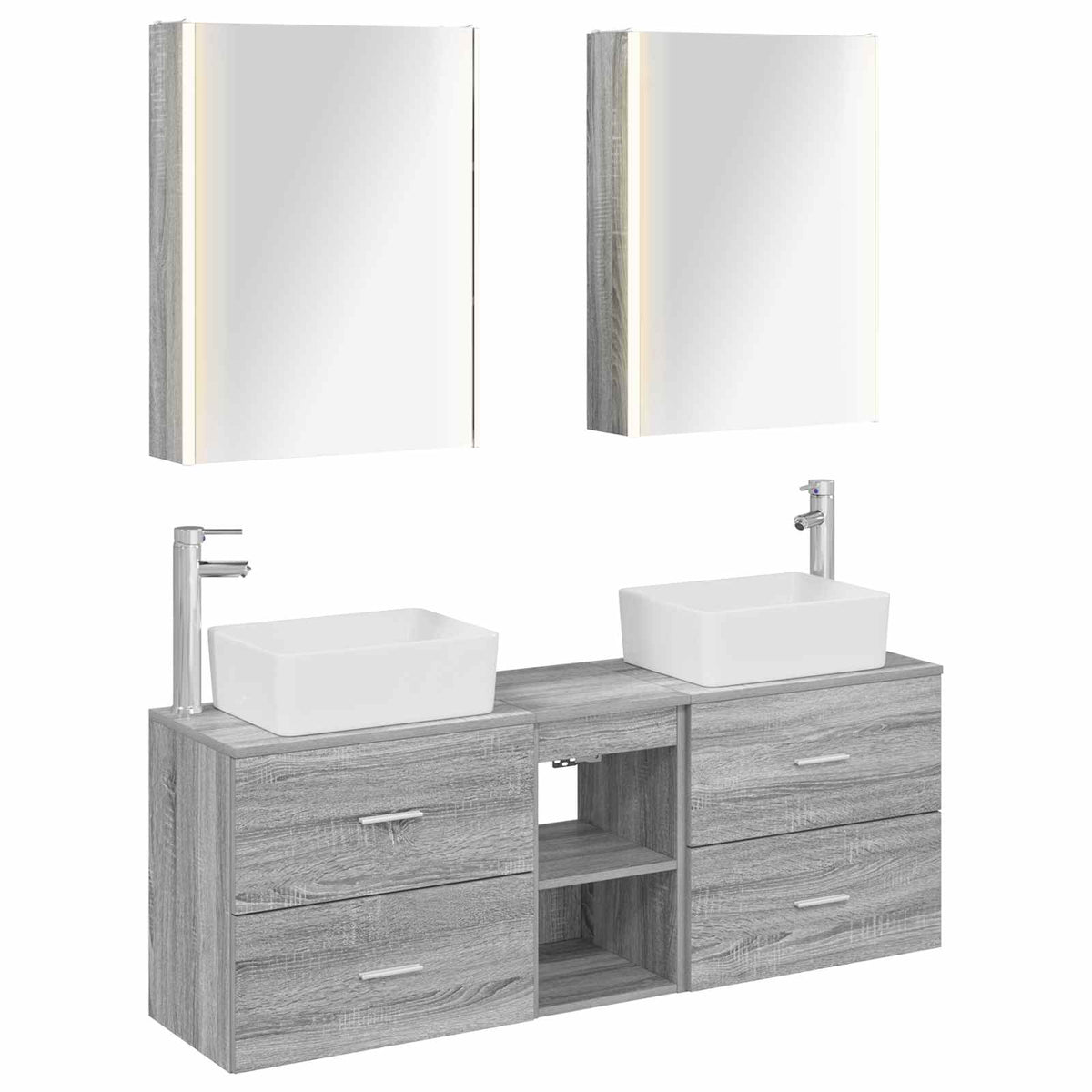 Set di mobili per il bagno 5 pz Sonoma grigio | homemem39