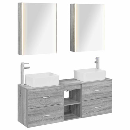 Set di mobili per il bagno 5 pz Sonoma grigio | homemem39