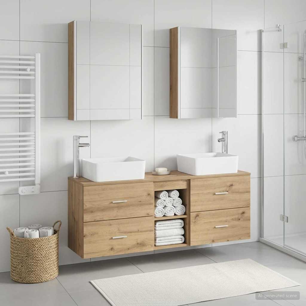 Set di mobili per il bagno 5 pz Rovere Artigianale | homemem39