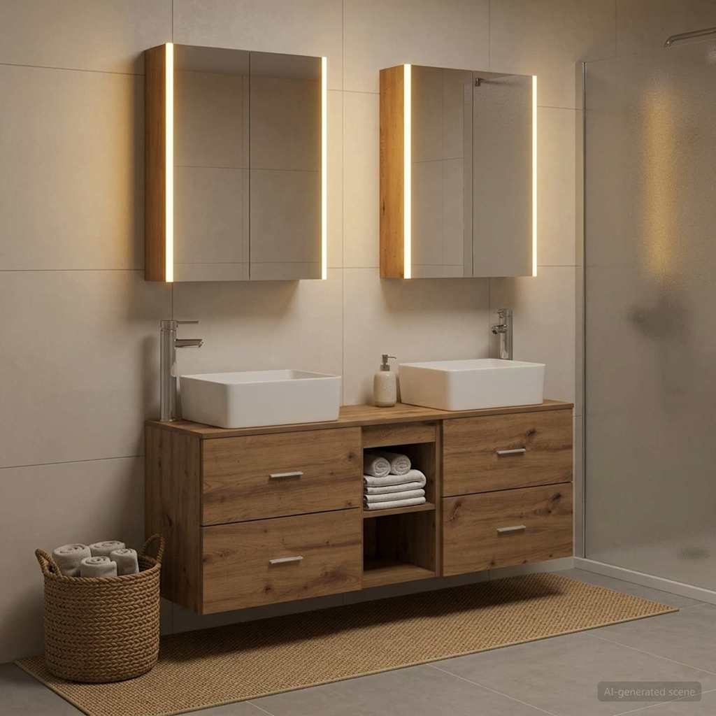 Set di mobili per il bagno 5 pz Rovere Artigianale | homemem39