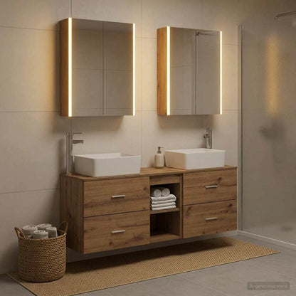 Set di mobili per il bagno 5 pz Rovere Artigianale | homemem39