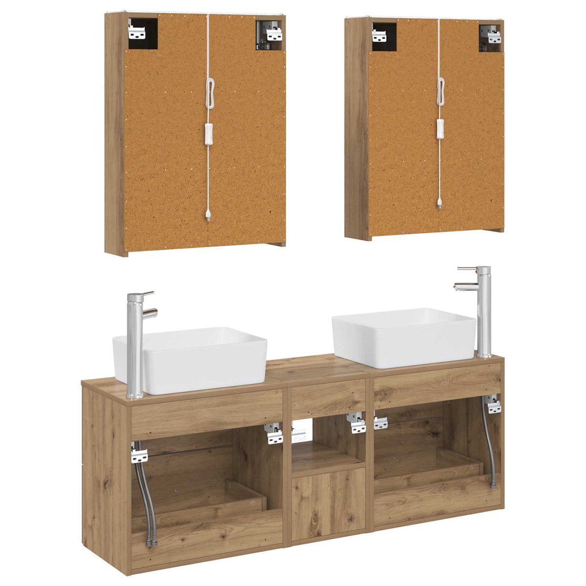 Set di mobili per il bagno 5 pz Rovere Artigianale | homemem39
