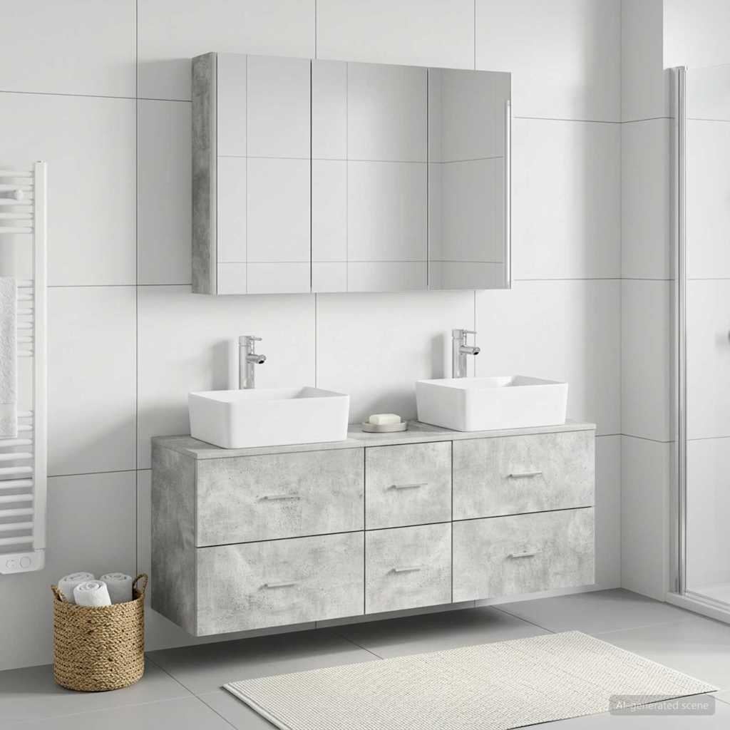 Set di mobili per il bagno 4 pz Grigio Cemento | homemem39