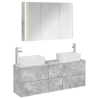 Set di mobili per il bagno 4 pz Grigio Cemento | homemem39