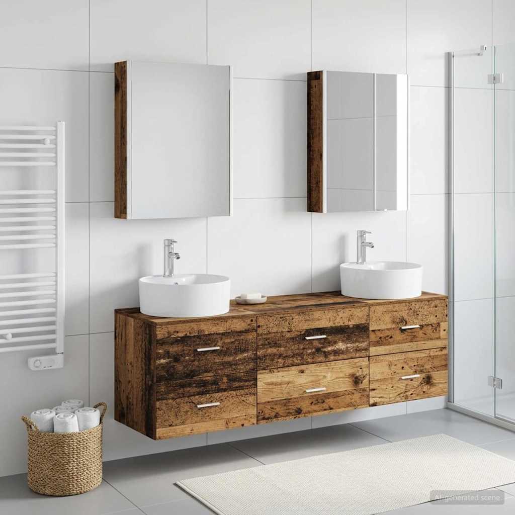 Set di mobili per il bagno 5 pz Legno antico | homemem39