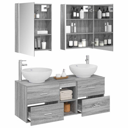 Set di mobili per il bagno 5 pz Sonoma grigio