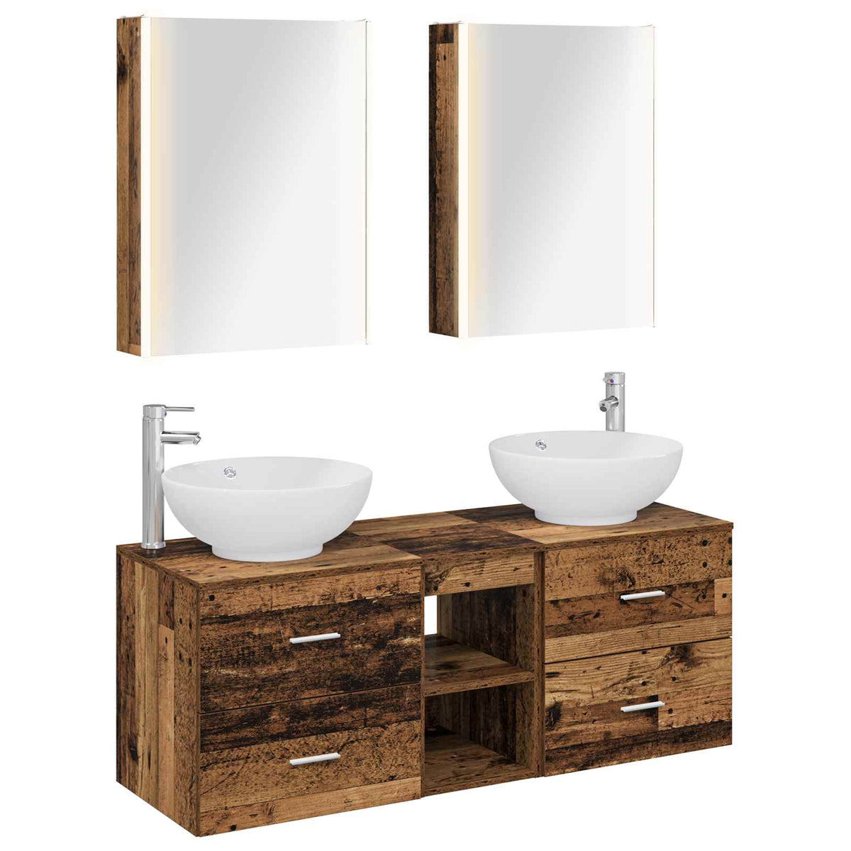 Set di mobili per il bagno 5 pz Legno antico