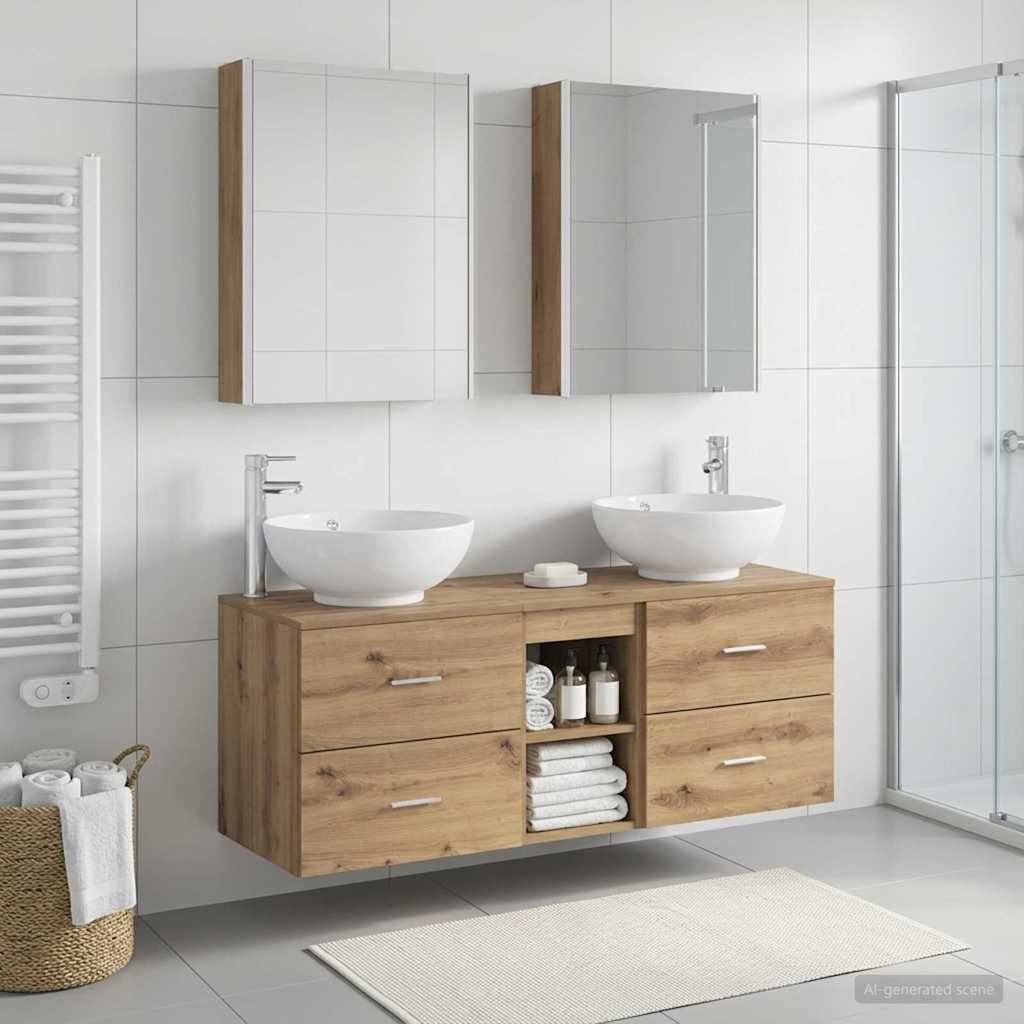 Set di mobili per il bagno 5 pz Rovere Artigianale | homemem39
