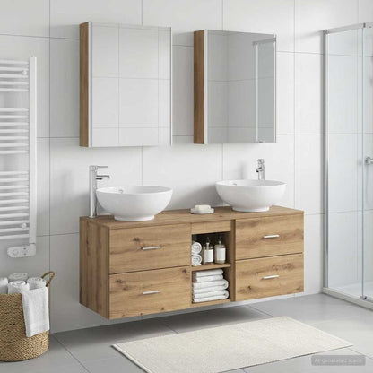Set di mobili per il bagno 5 pz Rovere Artigianale | homemem39