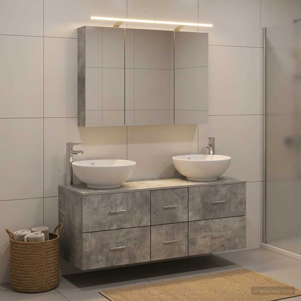 Set di mobili per il bagno 4 pz Grigio Cemento | homemem39