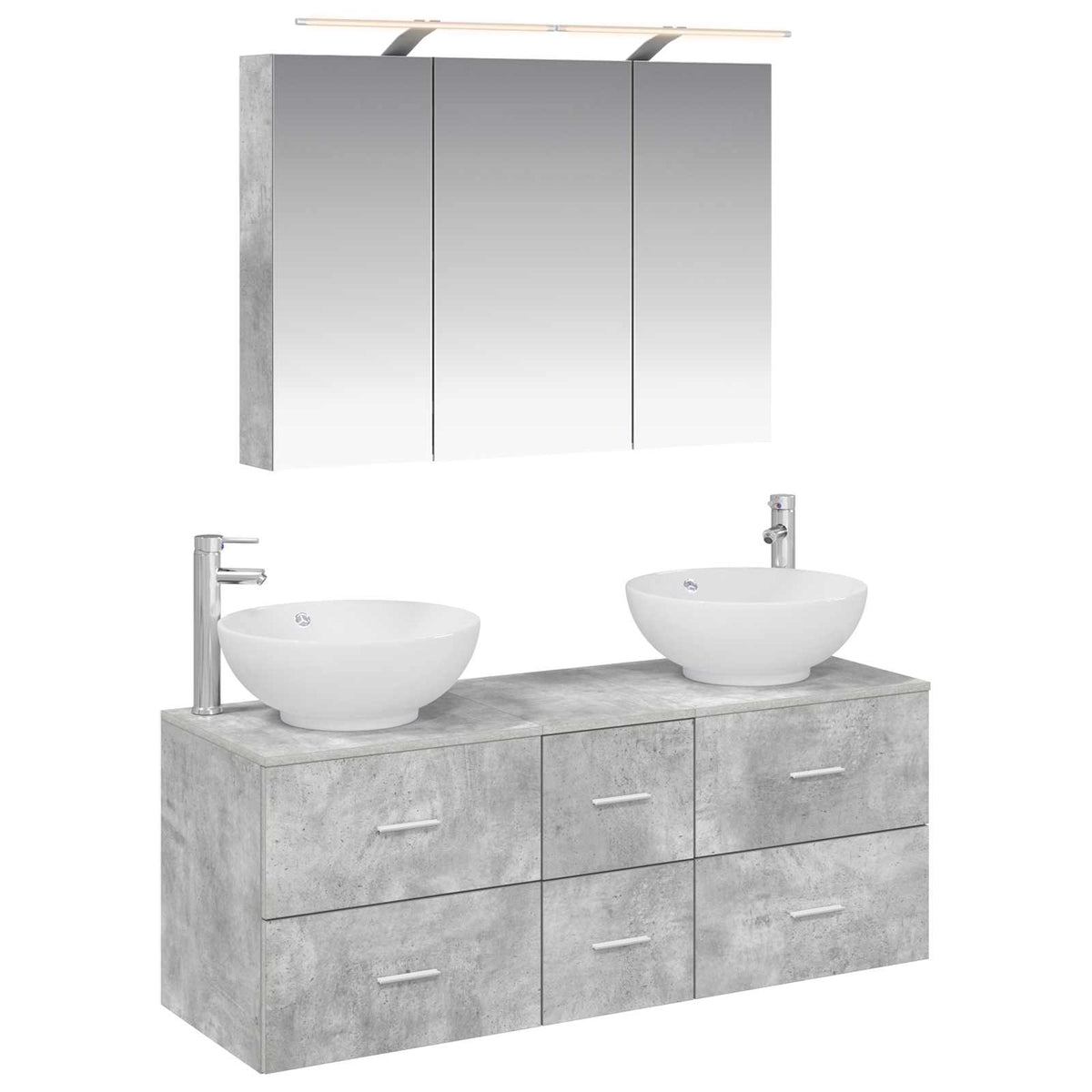 Set di mobili per il bagno 4 pz Grigio Cemento | homemem39
