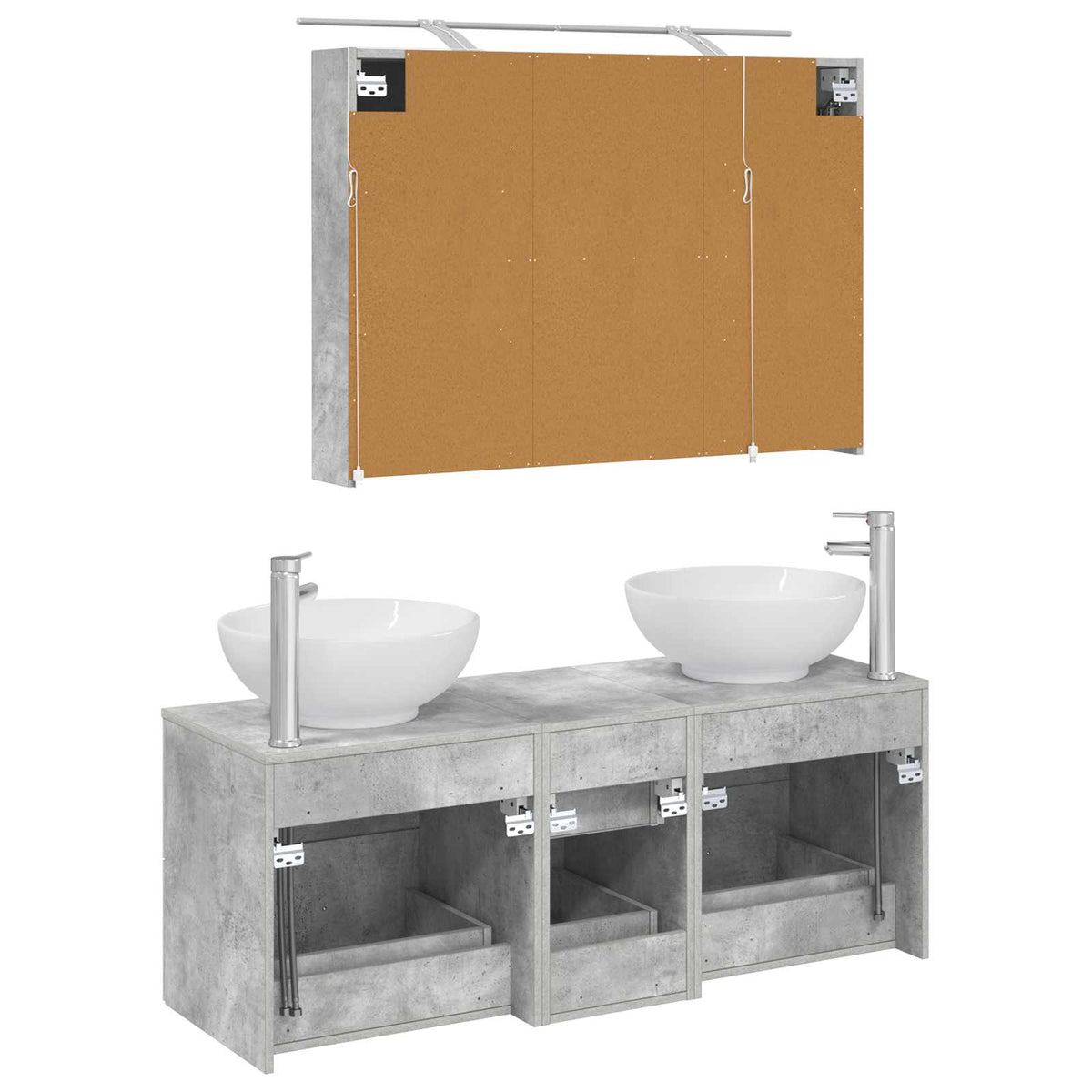 Set di mobili per il bagno 4 pz Grigio Cemento | homemem39