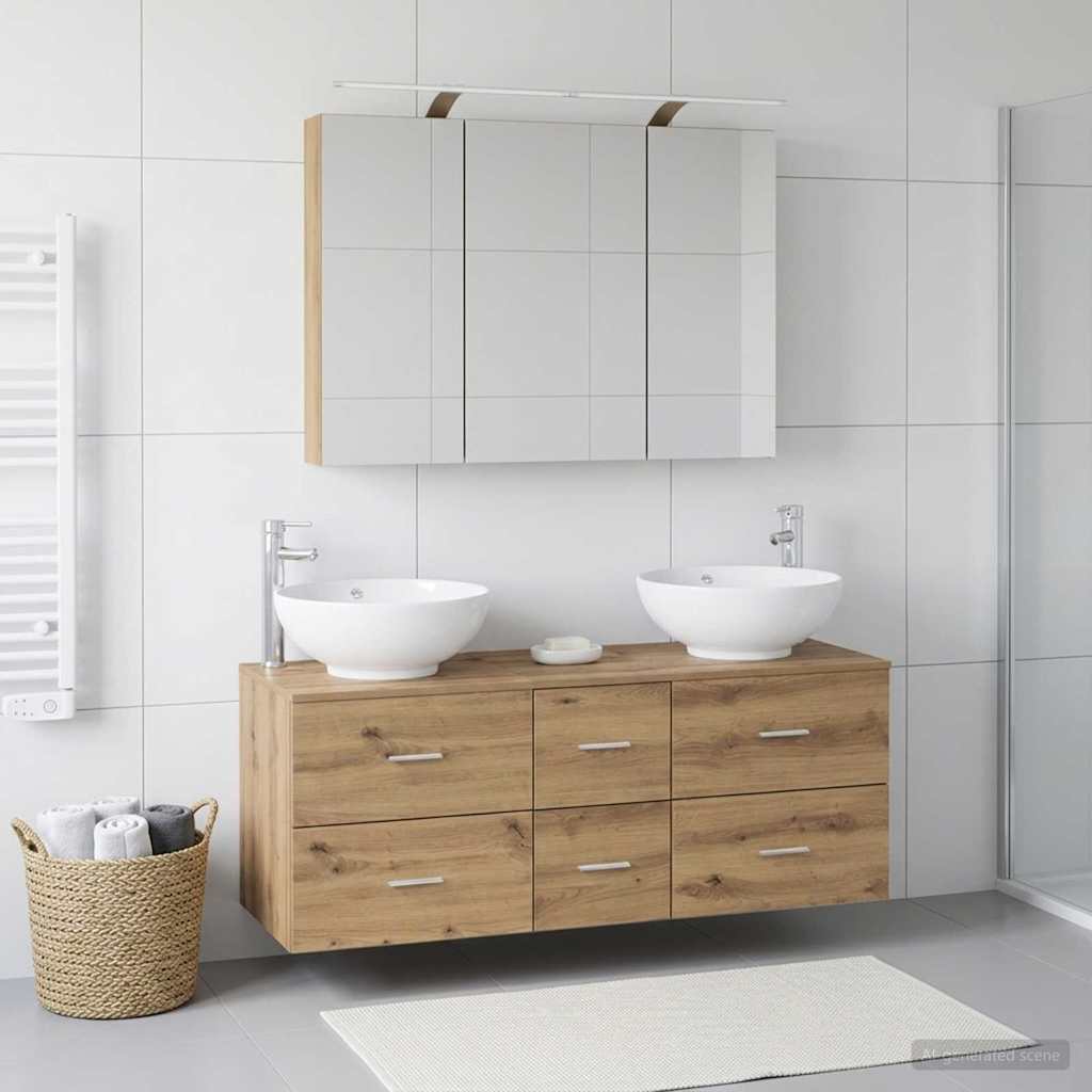 Set di mobili per il bagno 4 pz Rovere Artigianale | homemem39