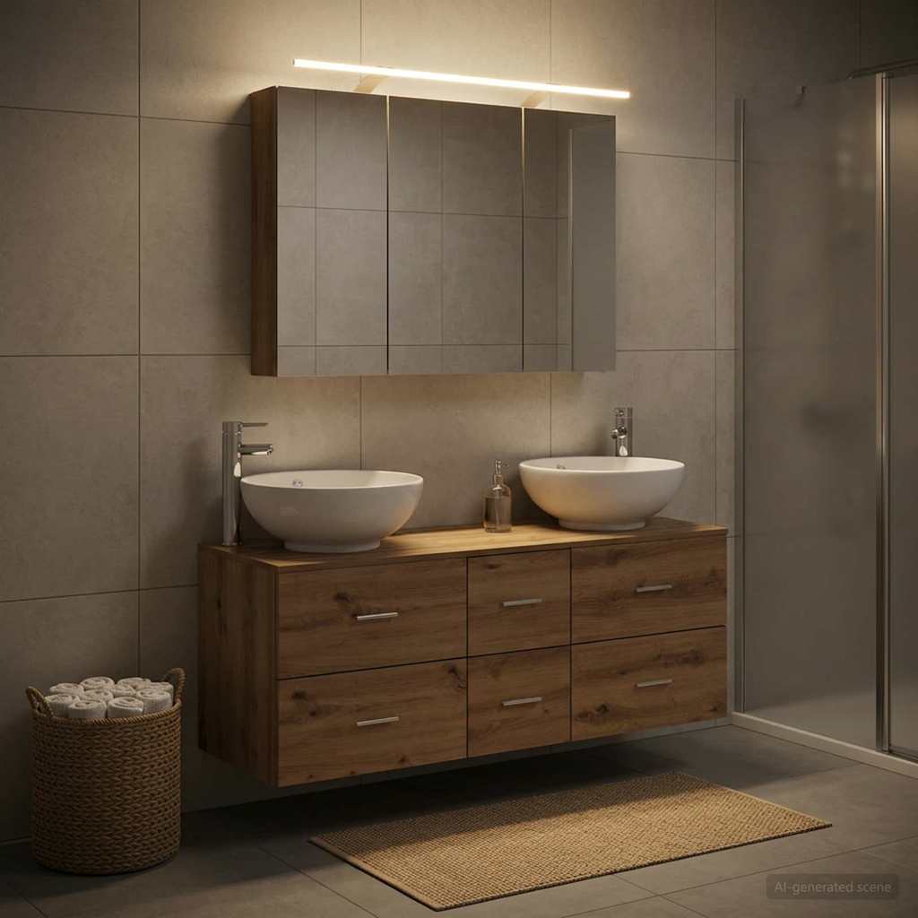 Set di mobili per il bagno 4 pz Rovere Artigianale | homemem39