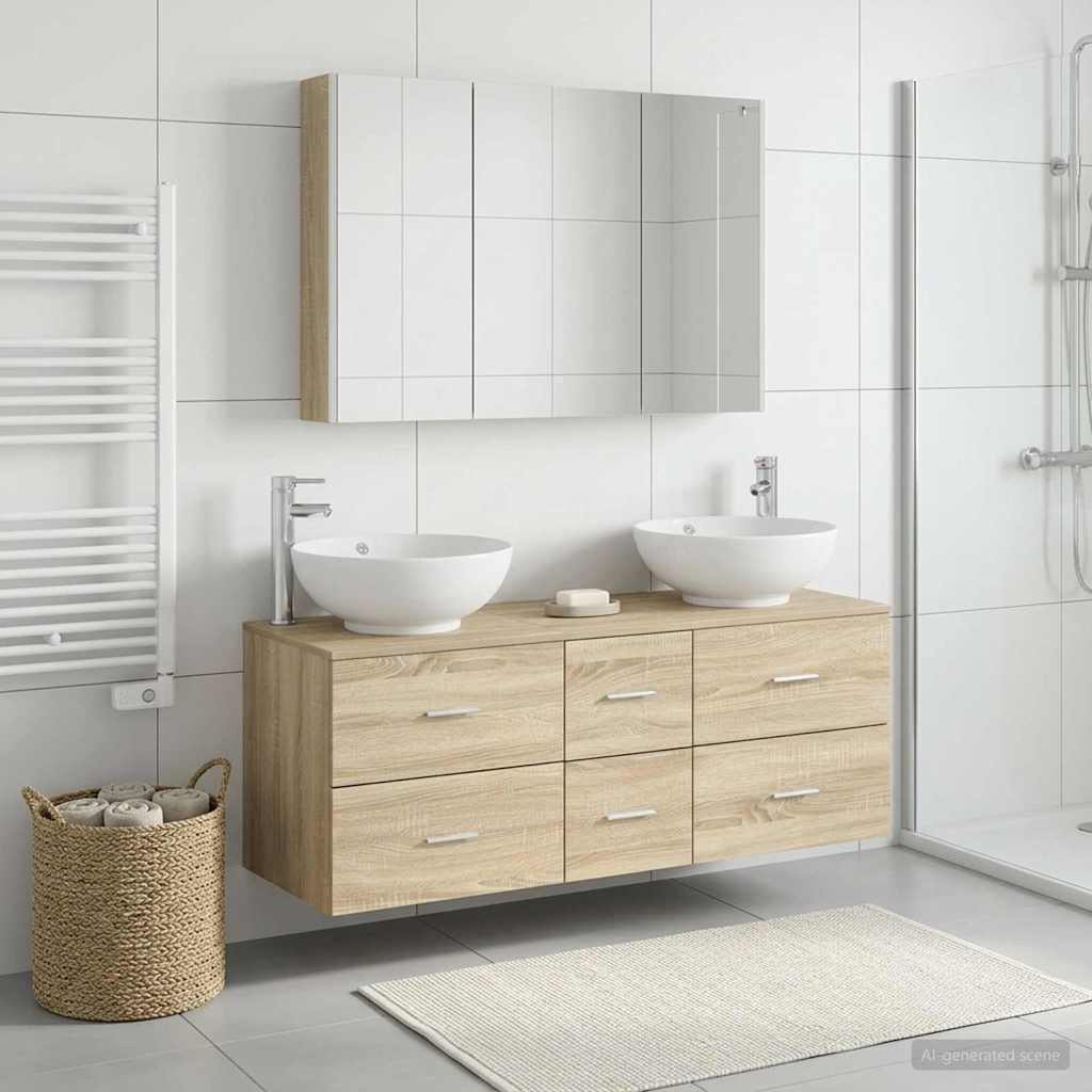 Set di mobili per il bagno 4 pz Rovere Sonoma | homemem39