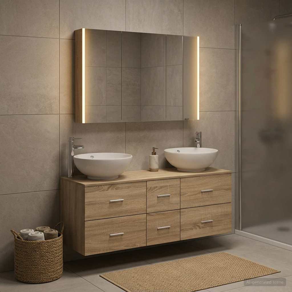Set di mobili per il bagno 4 pz Rovere Sonoma | homemem39
