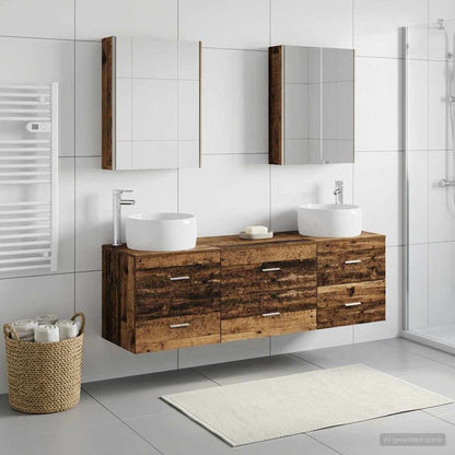 Set di mobili per il bagno 5 pz Legno antico