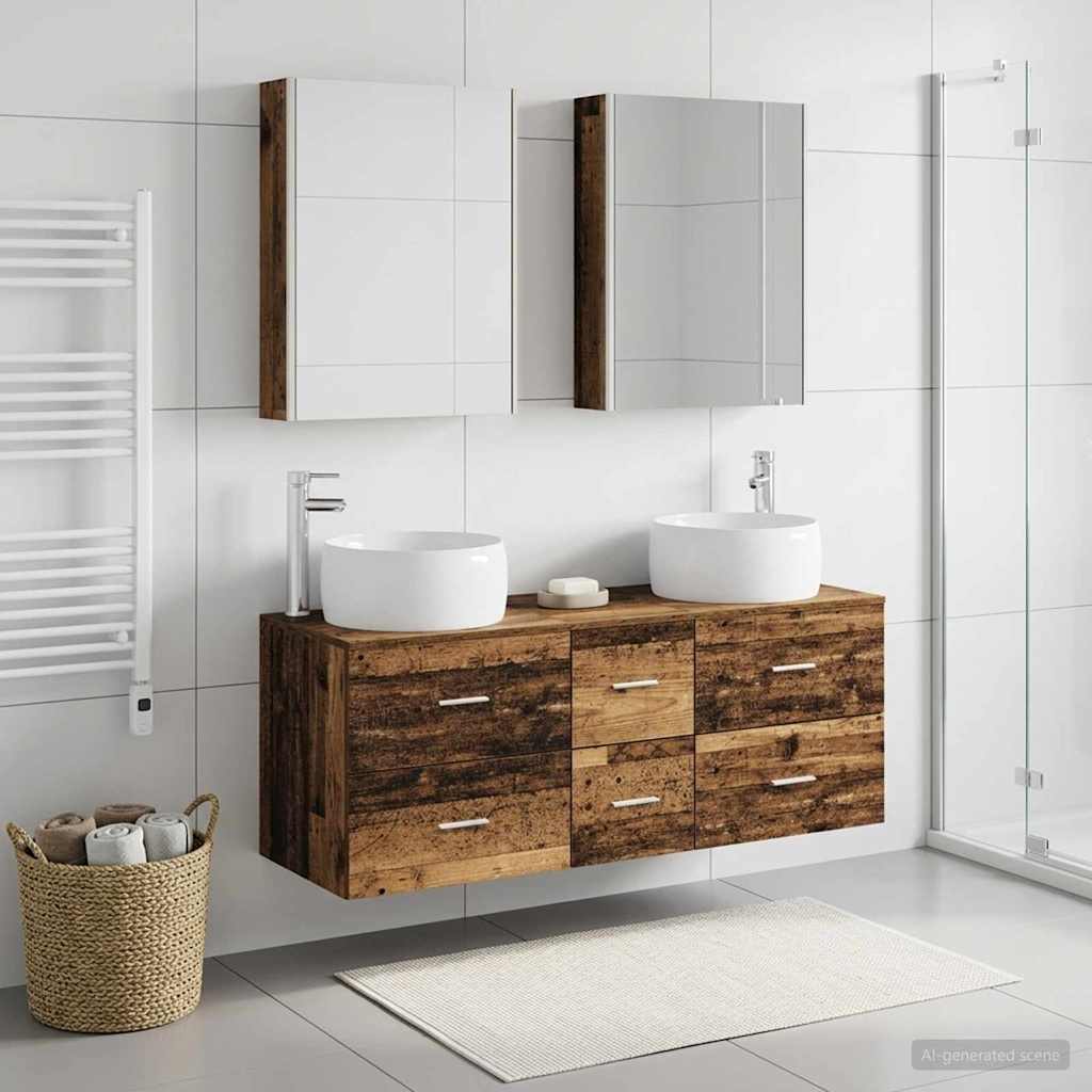 Set di mobili per il bagno 5 pz Legno antico