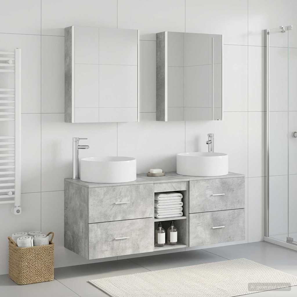 Set di mobili per il bagno 5 pz Grigio Cemento | homemem39