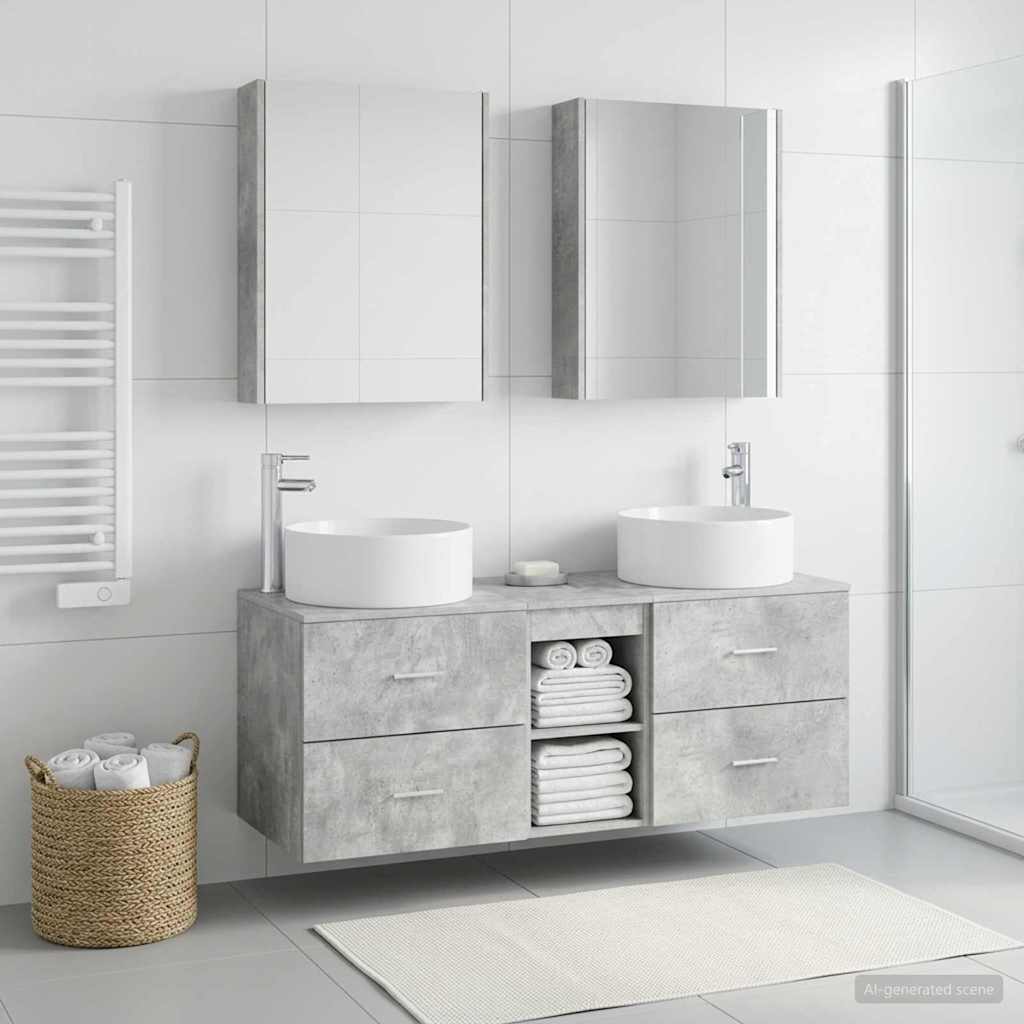 Set di mobili per il bagno 5 pz Grigio Cemento | homemem39